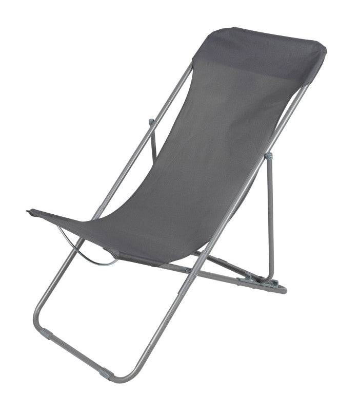 Importdistrib - Chaise Longue Pliante transat Chilienne Métal Gris Anthracite 85x56x90cm IMPORTDISTRIB - Imagen 1
