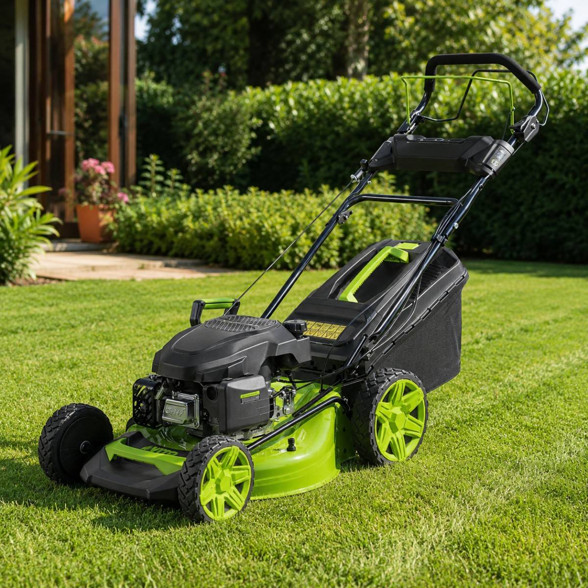 Vito - Tondeuse à gazon Thermique 5.5 CV 190cc Moteur 4T Essence Coupe 51cm Bac 60L Mulching 7 hauteurs 25 à 75mm Entretien Jardin VITO - Image 4