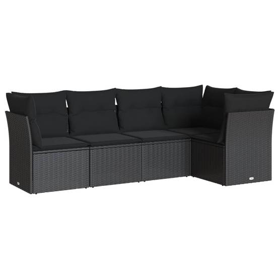 Canapé de jardin d'angle 5 places résine tressée modulable pour balcon et terrasse Noir - ComfortXL Outdoor Living - Image 2