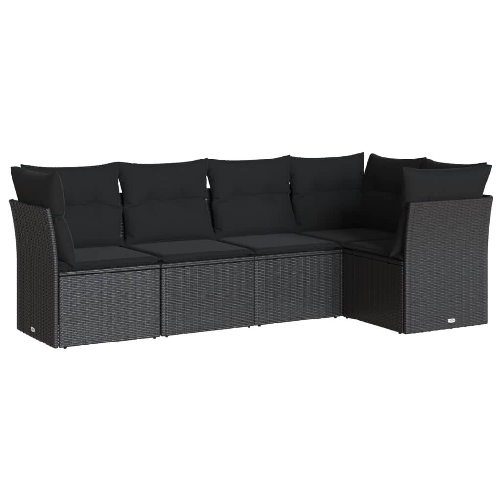 Canapé de jardin d'angle 5 places résine tressée modulable pour balcon et terrasse Noir - ComfortXL Outdoor Living - Image 2