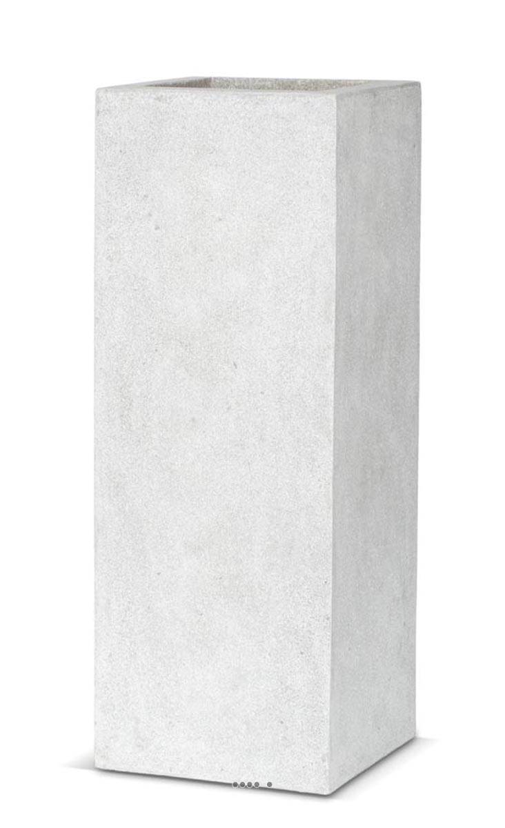 Artificielles - Bac en pures Fibres Mora Ext. carré Haut L 35 x 35 x H78 cm Gris Clair - dimhaut: H 78 cm - couleur: Gris ciment