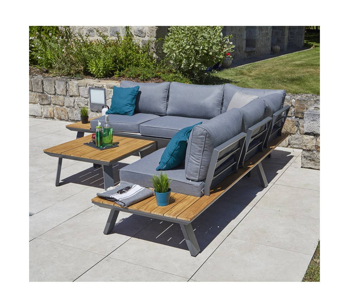 Salon de jardin en angle en aluminium  6 places  PATTAYA - Imagen 2