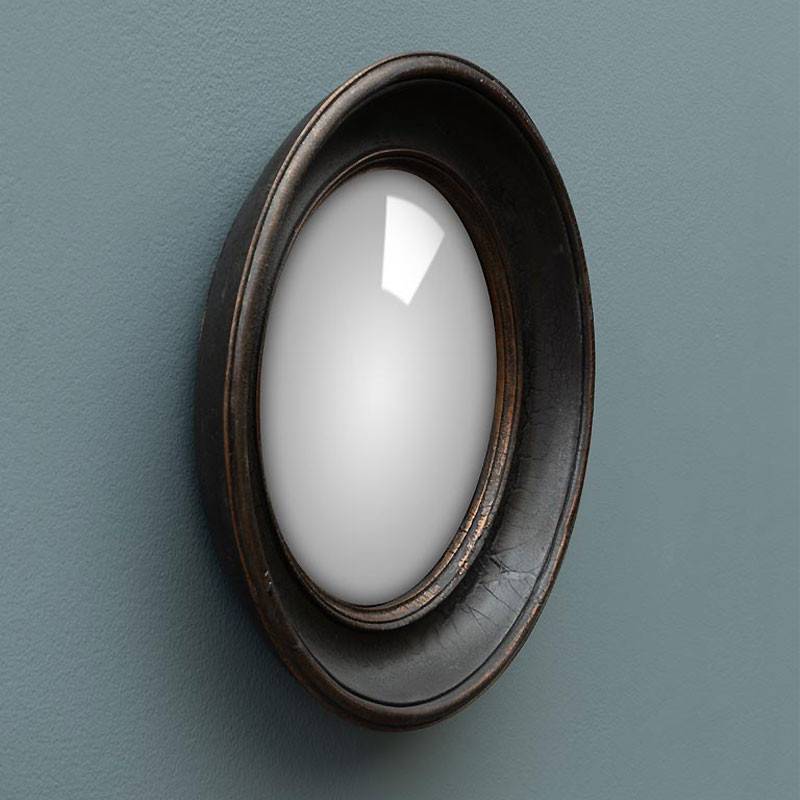 Miroir Convexe Rond bord noir or résine 27cm - Image 1