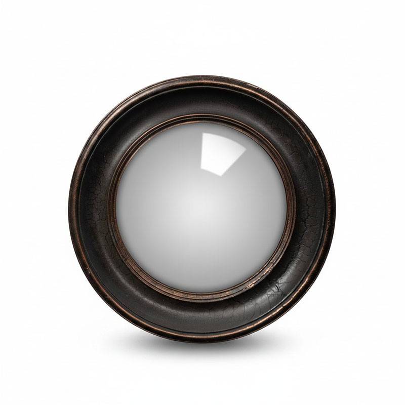 Miroir Convexe Rond bord noir or résine 27cm - Image 2