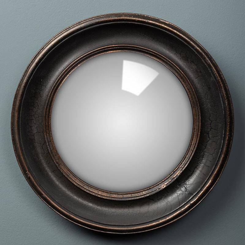 Miroir Convexe Rond bord noir or résine 27cm - Image 4
