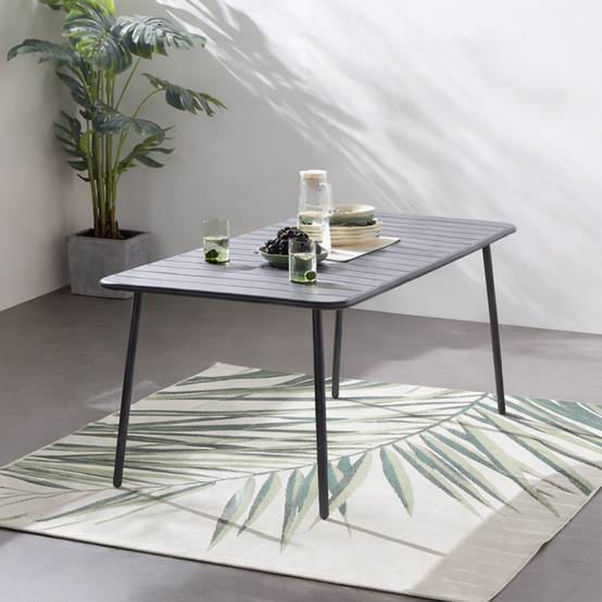 Table de jardin 6 places 160cm gris foncé BERGAME - Image 5