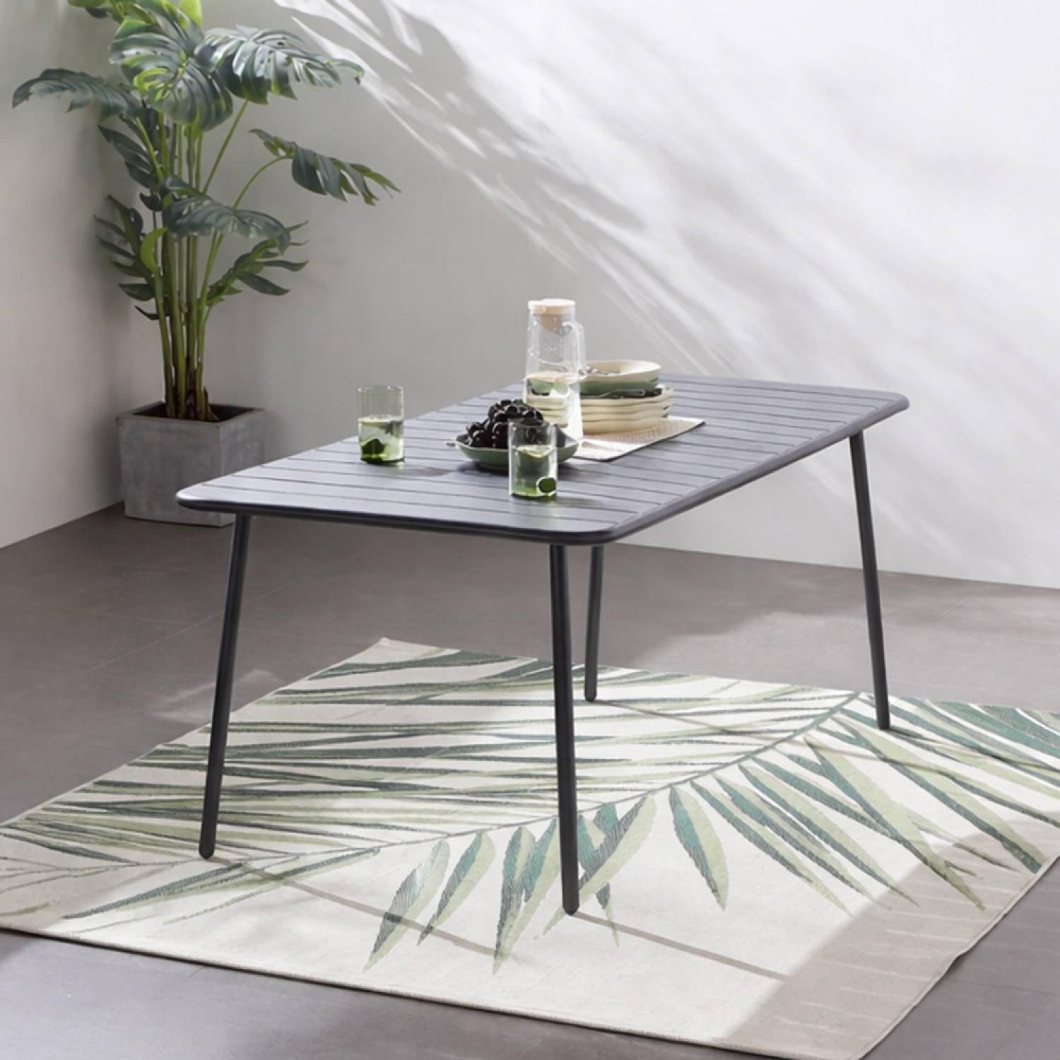 Table de jardin 6 places 160cm gris foncé BERGAME - Image 5