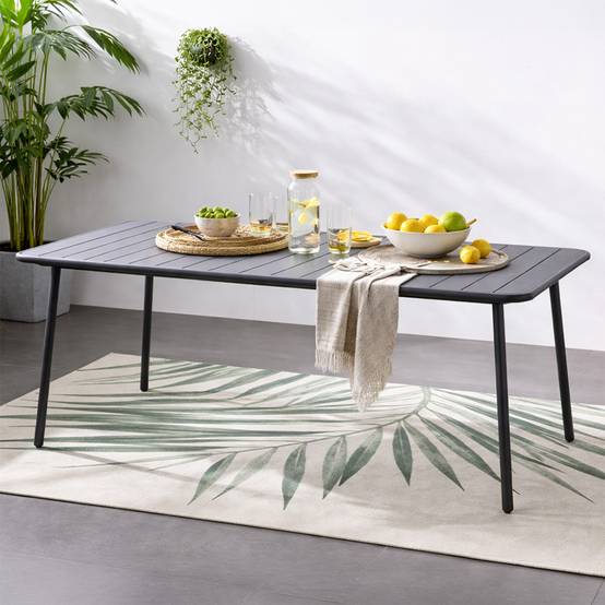 Table de jardin 6 places 160cm gris foncé BERGAME - Image 6