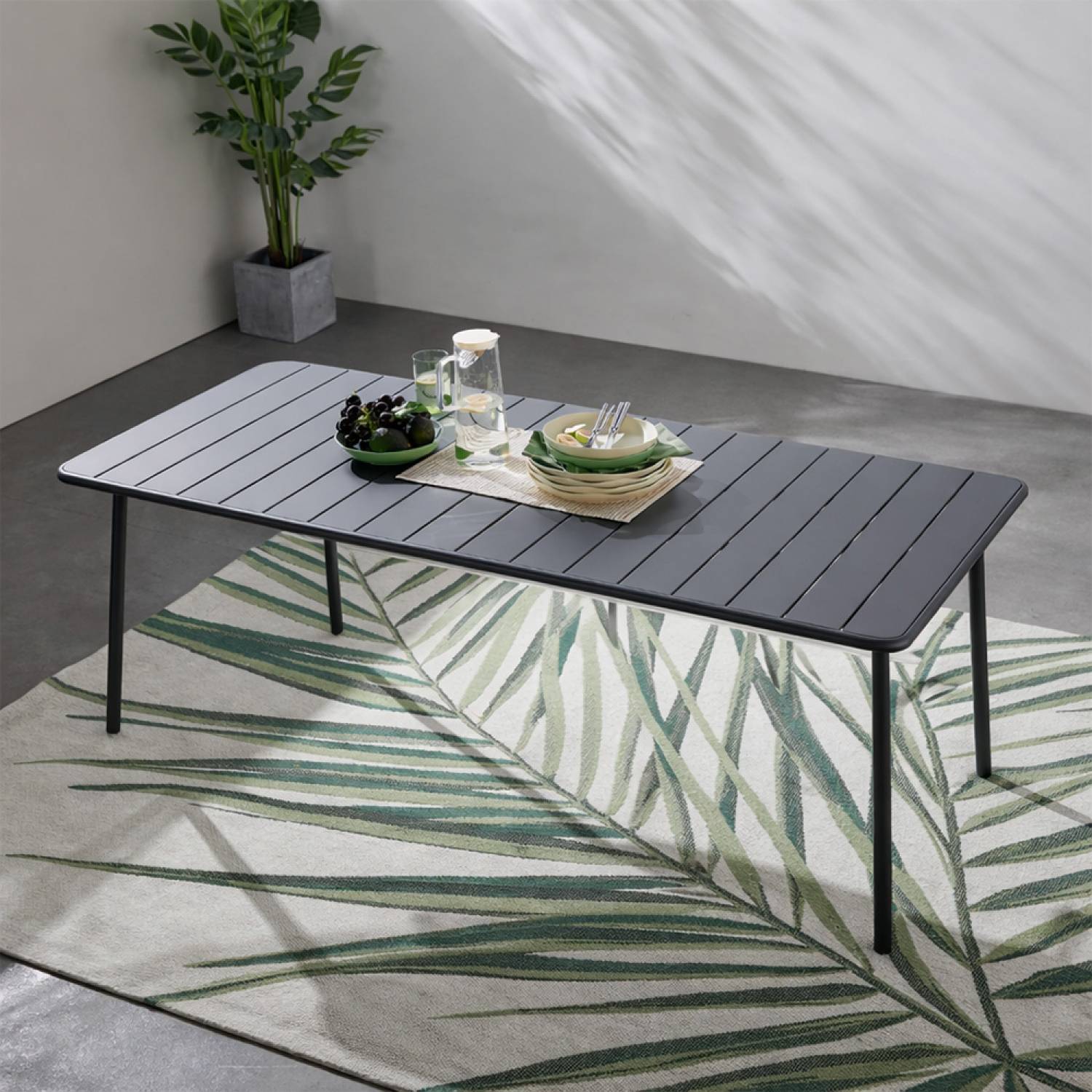 Table de jardin 6 places 160cm gris foncé BERGAME - Image 4
