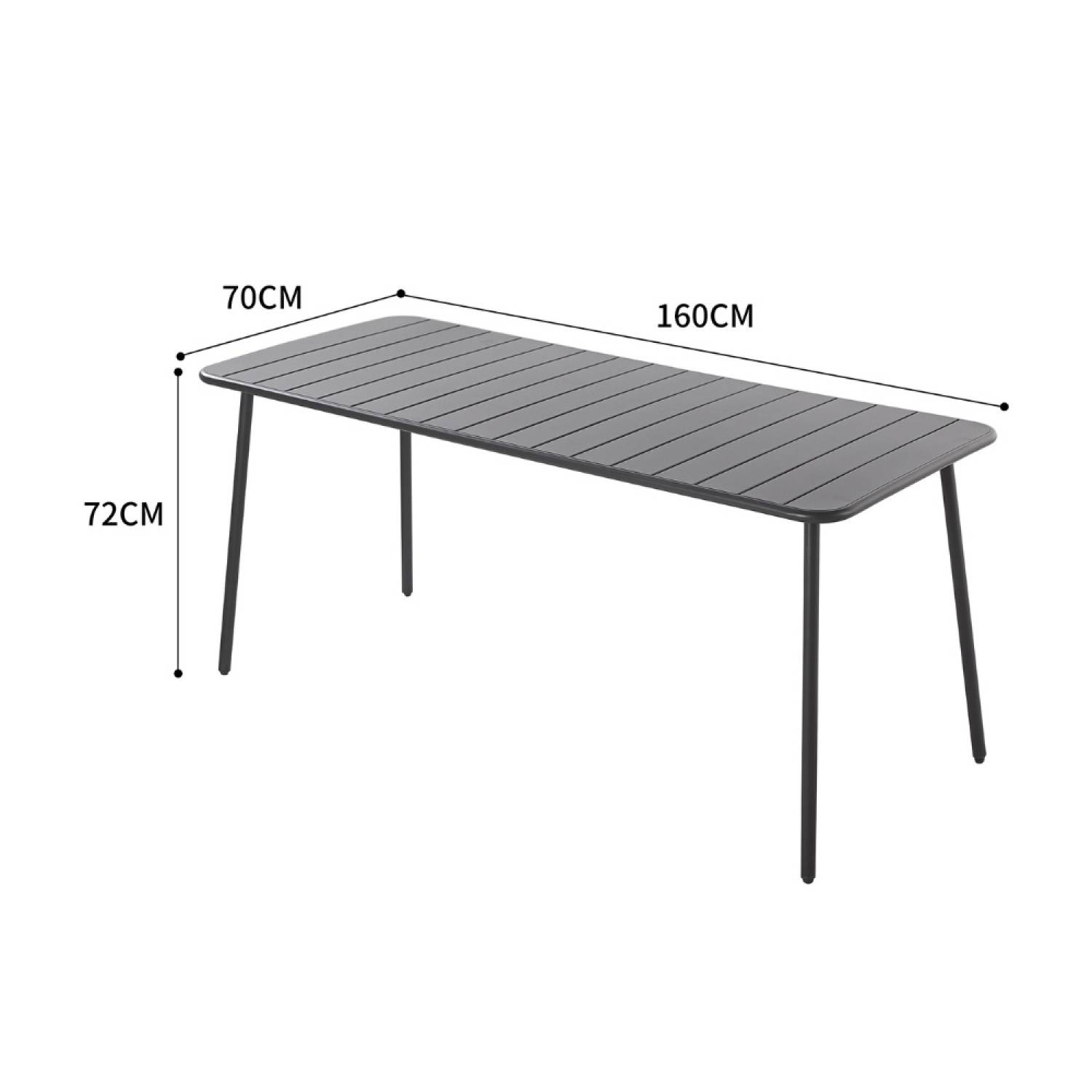 Table de jardin 6 places 160cm gris foncé BERGAME - Image 3