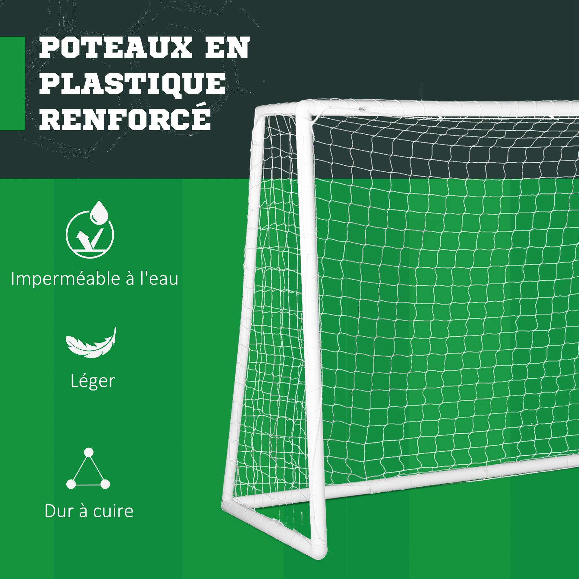 Sportnow - But de football cage de foot - dim. 3L x 1,2l x 2H m - PVC blanc - SPORTNOW - Imagen 5