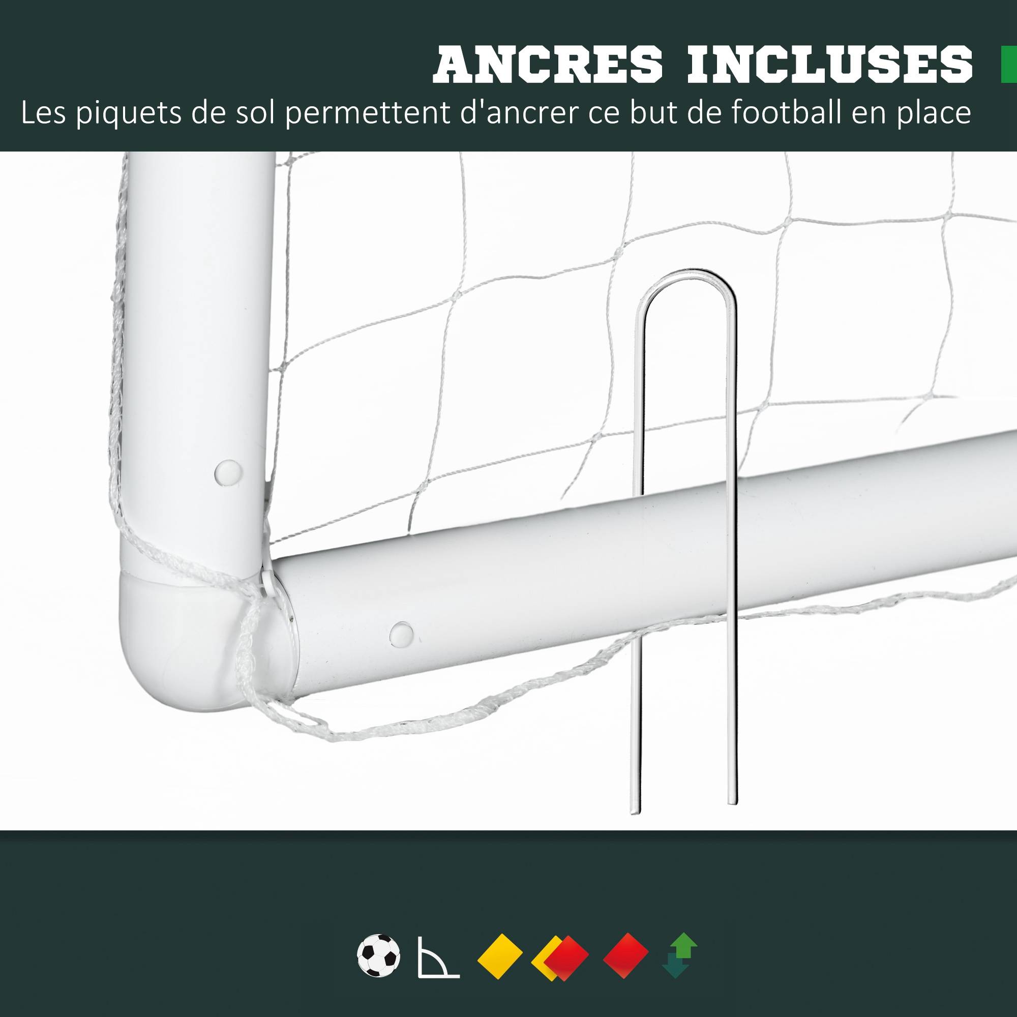 Sportnow - But de football cage de foot - dim. 3L x 1,2l x 2H m - PVC blanc - SPORTNOW - Imagen 6