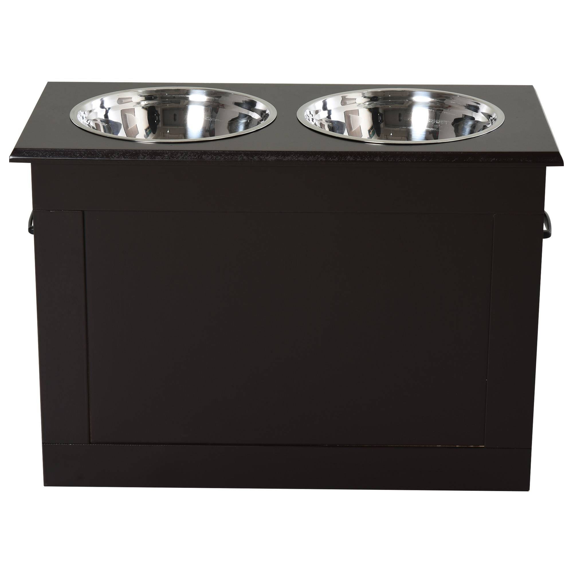 Gamelles surélevées pour grands chiens, support en MDF avec 2 gamelles en acier inoxydable, 60 x 30 x 41 cm, marron - Image 6