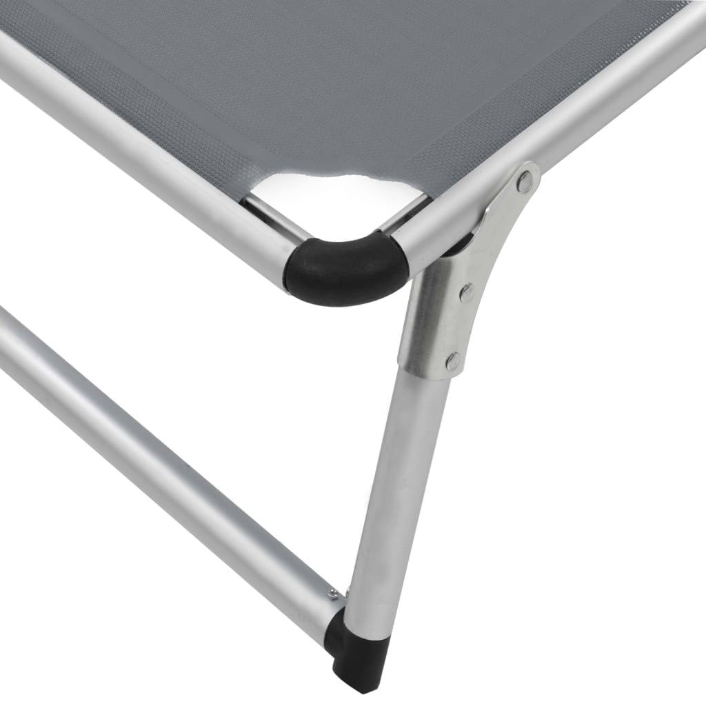 Helloshop26 - Chaises longues pliables et toit 2 pièces aluminium textilène gris - Imagen 8