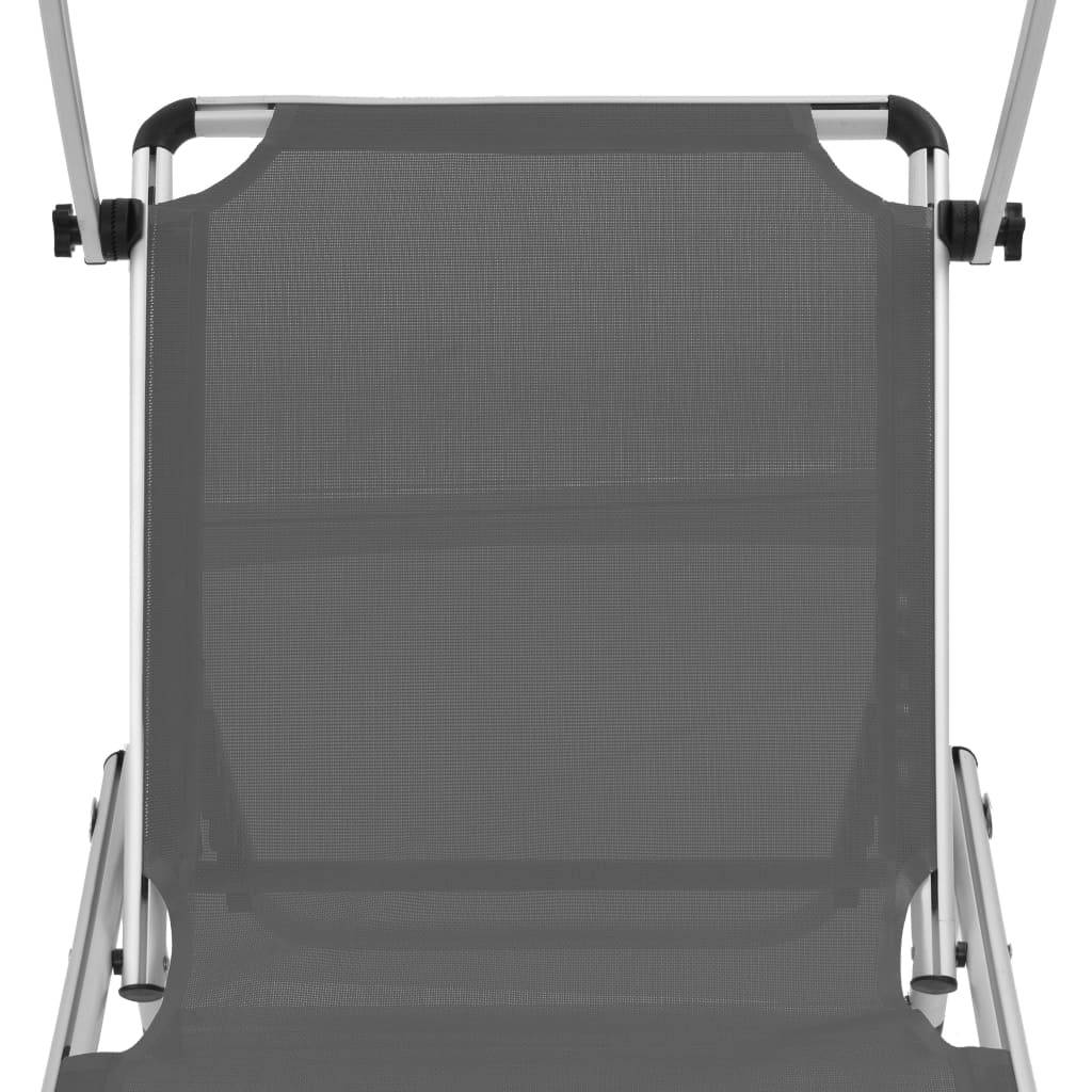 Helloshop26 - Chaises longues pliables et toit 2 pièces aluminium textilène gris - Imagen 7