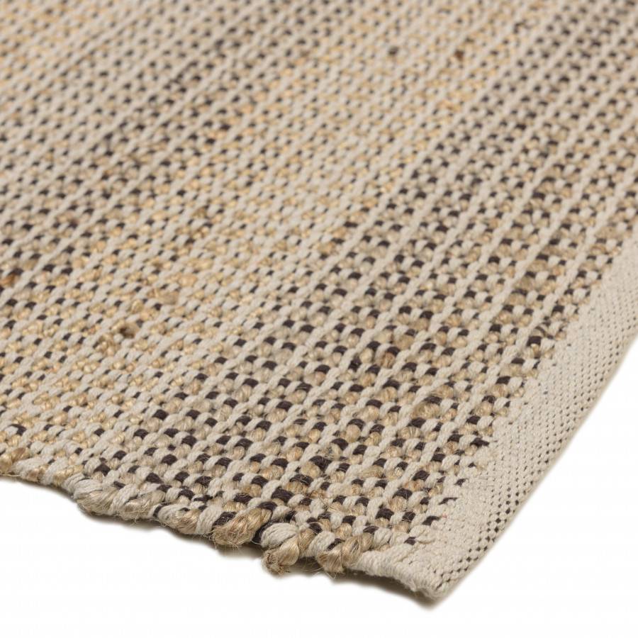 Macabane - QUENTIN - Tapis rect. 200x290cm jute et coton couleur sable/ivoire/noir - Imagen 7