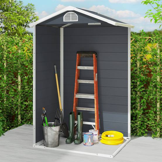 Abri de jardin polypropylène gris foncé 134 x 104 x 204 cm - PANGIVO - Image 10