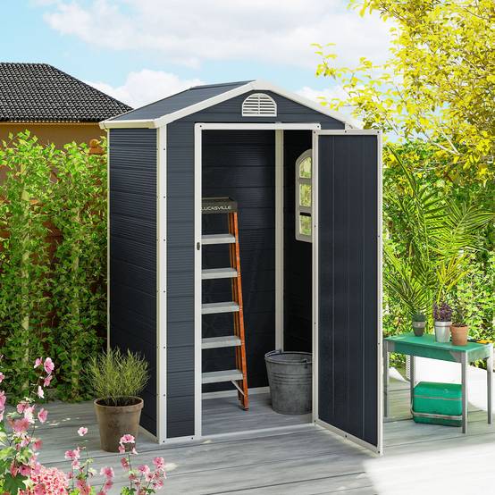 Abri de jardin polypropylène gris foncé 134 x 104 x 204 cm - PANGIVO - Image 3
