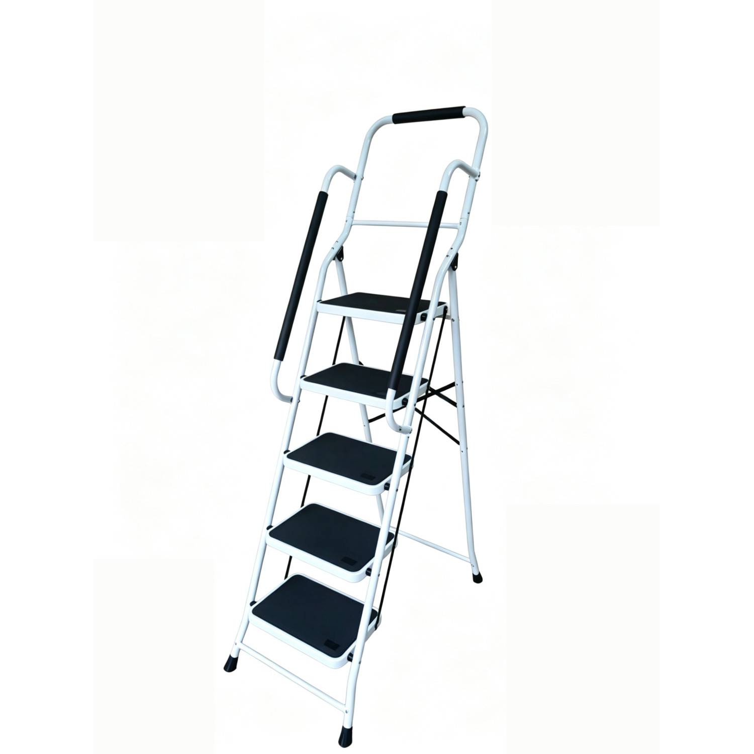 Escabeau avec main courante BM Médical ESC-5-MC-RENFORT, 5 marches - Échelle multi-usage Intérieur/Extérieur, avec renfort - Image 1