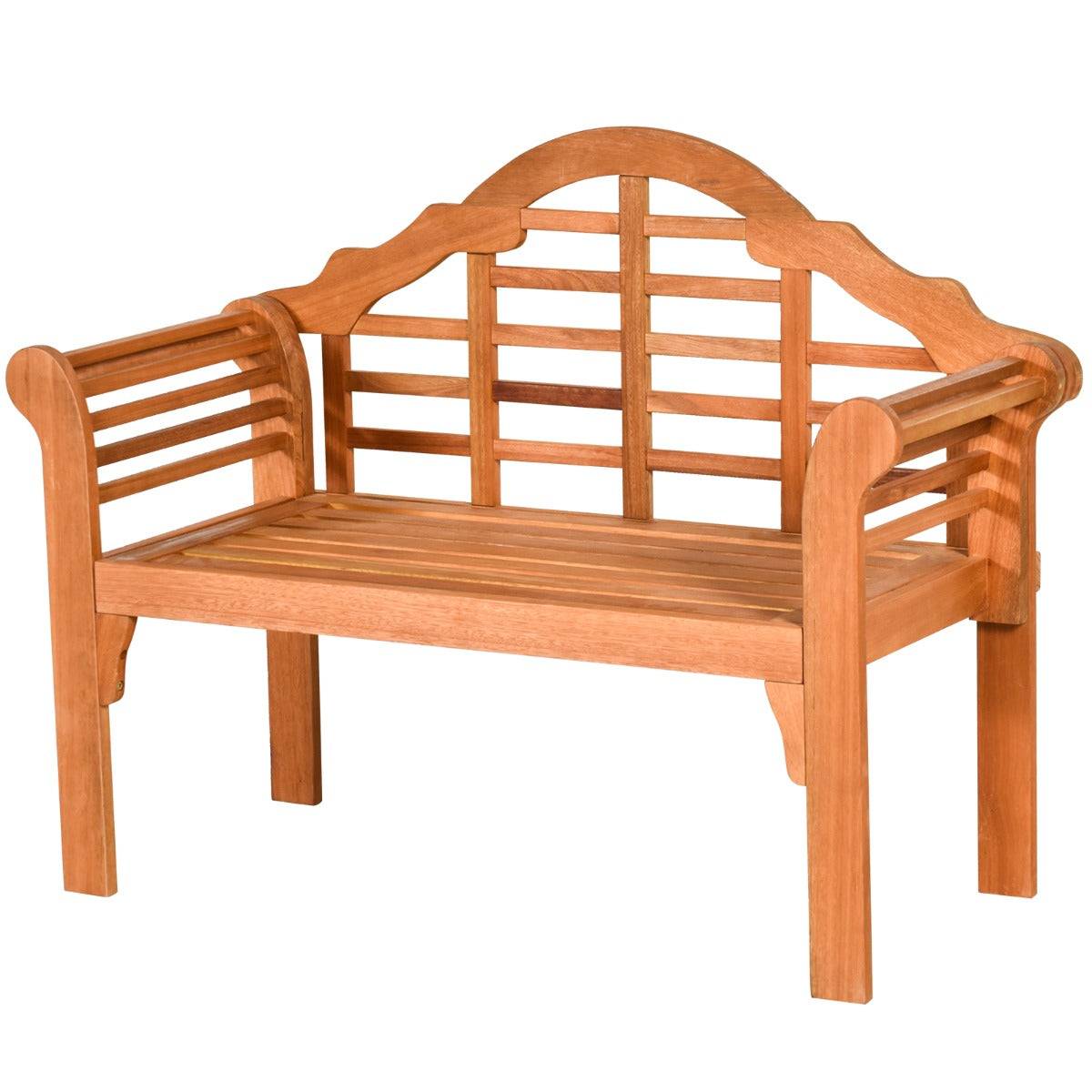 Helloshop26 - Banc de jardin pliable en bois d’eucalyptus 2 places 123 x 54 x 96 cm banquette de jardin extérieure pour terrasse cour balcon bois beige - Imagen 1