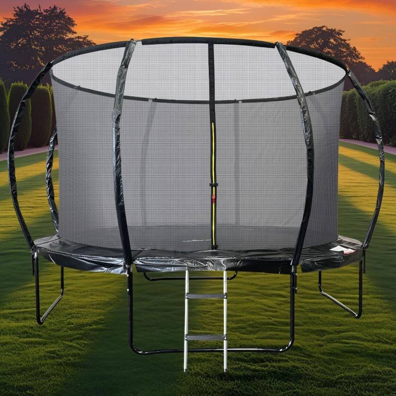 Trampoline 12Ft ø 366 cm noire avec Echelle, Protection et Filet de sécurité JUMP4FUN - Image 2