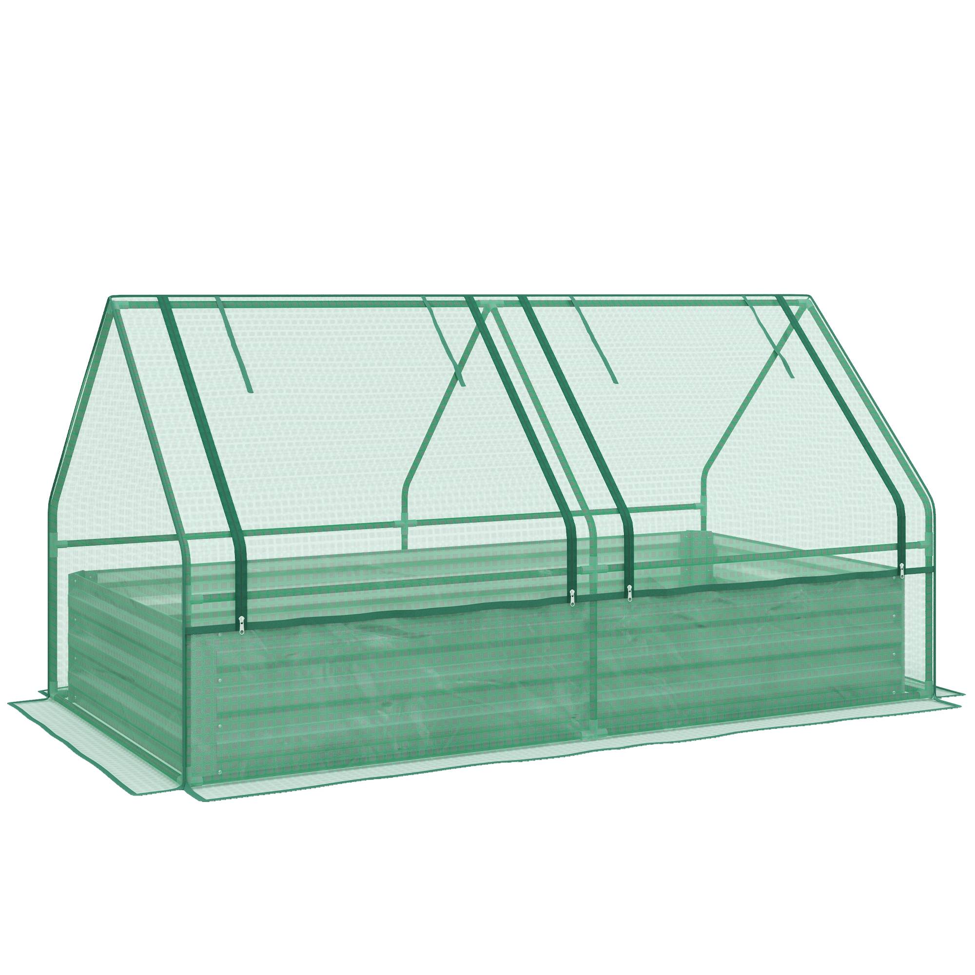 Grande jardinière d'extérieur avec mini-serre et base ouverte pour patio, terrasse, balcon, 185 x 95 x 92 cm, gris et vert - Image 2