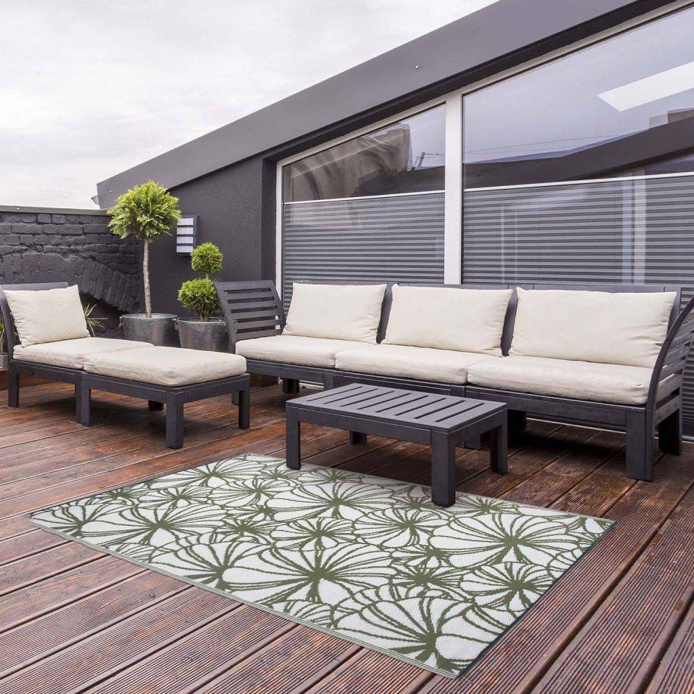 Esschert Design - Grand tapis de jardin réversible 242,5 x 150 cm Motif floral - Imagen 2