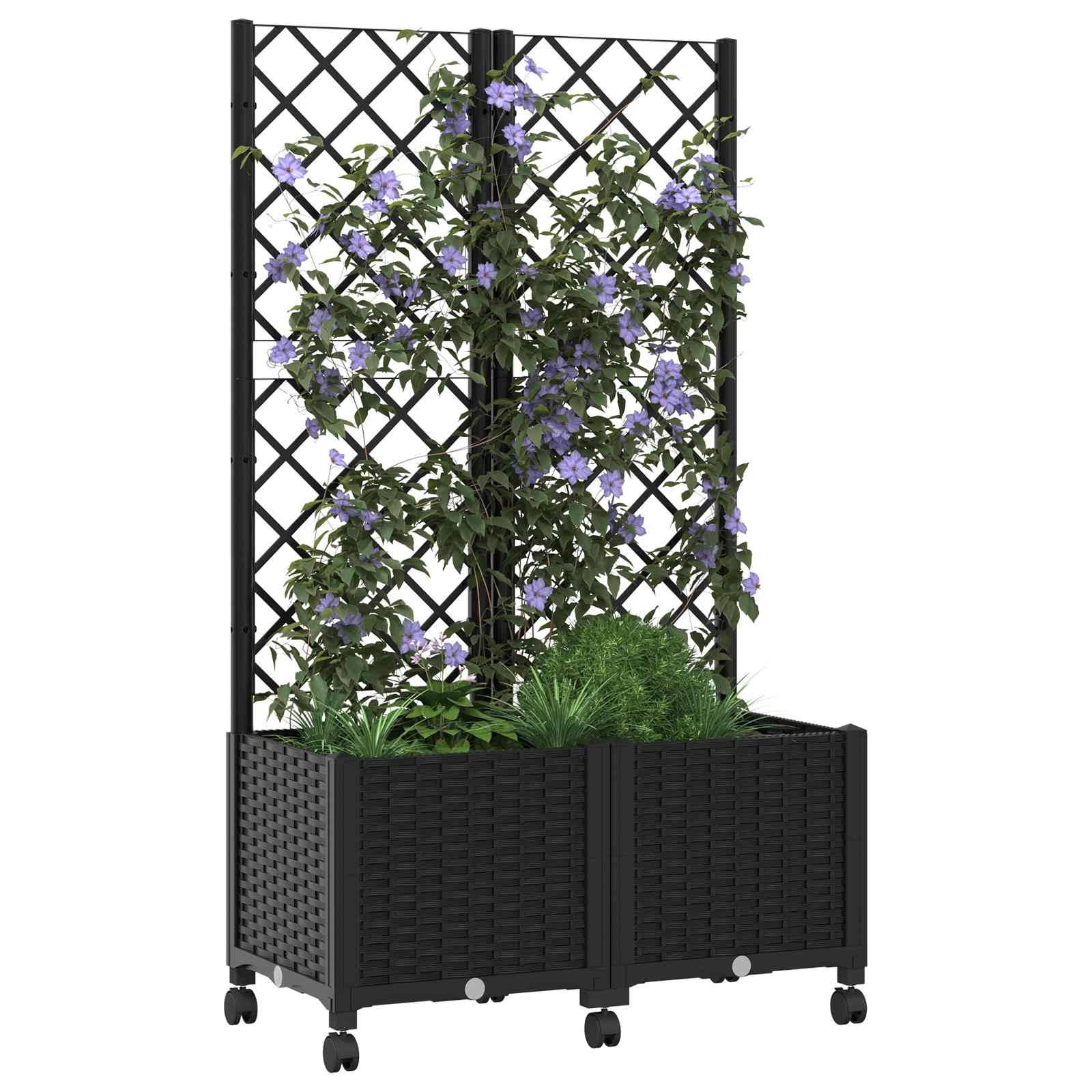Bac à fleurs polypropylène noir 80 x 40 x 146 cm - PANGIVO - Image 3