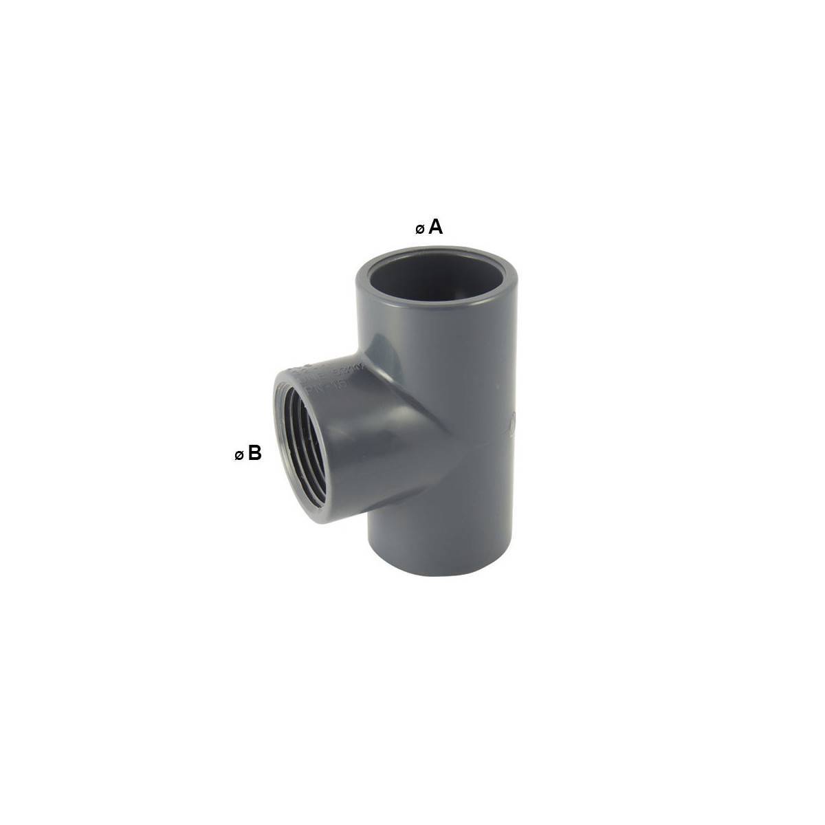 Codital - Té 90° Femelle / Femelle / Femelle avec dérivation centrale taraudée en PVC - Ø A: 110mm | Ø B: 4'' - Imagen 2
