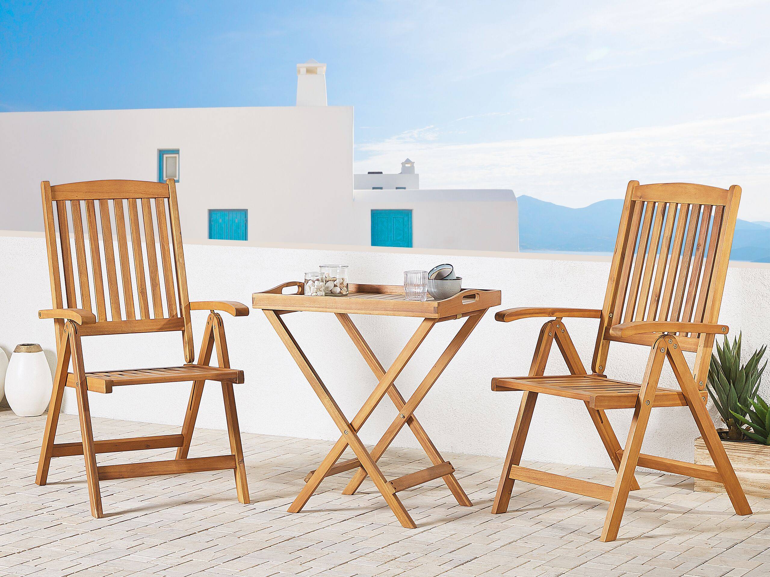 Beliani - Set de bistrot, 2 Personnes Acacia Marron clair JAVA - Beliani - Imagen 1