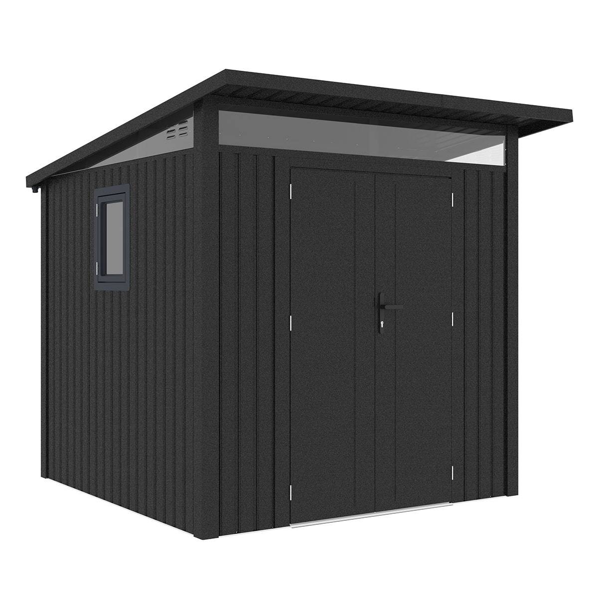 Trigano Jardin - Abri de jardin moderne 4.37m2 Gris Anthracite monopente en acier galvanisé - Image 5
