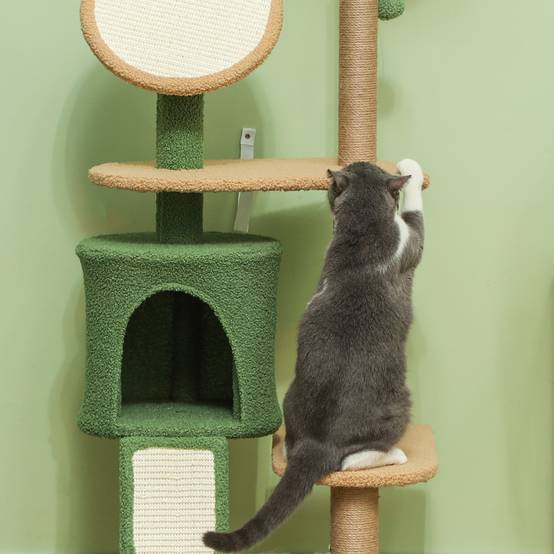 Arbre à Chat Design Naturel Sisal et Peluche Griffoir avec Cachette Jouet Vert 139cm - ComfortXL Pet Living - Image 7