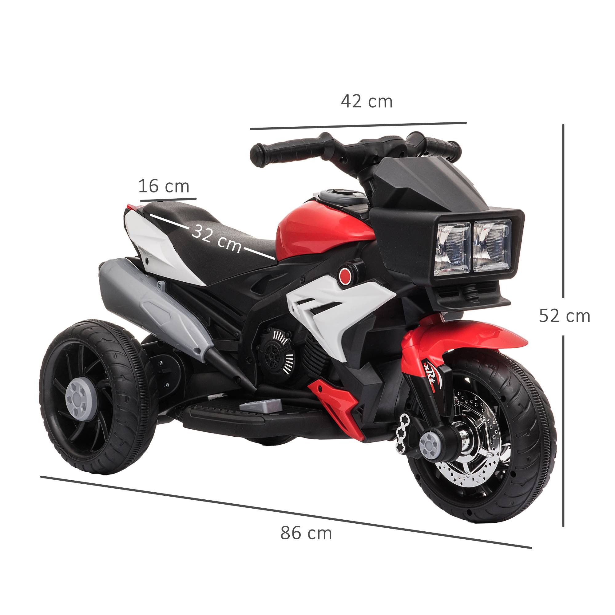 Sans Marque - Moto électrique enfants 3-5 ans max 25 kg 3 roues lumières sons batterie 6V rouge 86x42x52 cm - Image 5