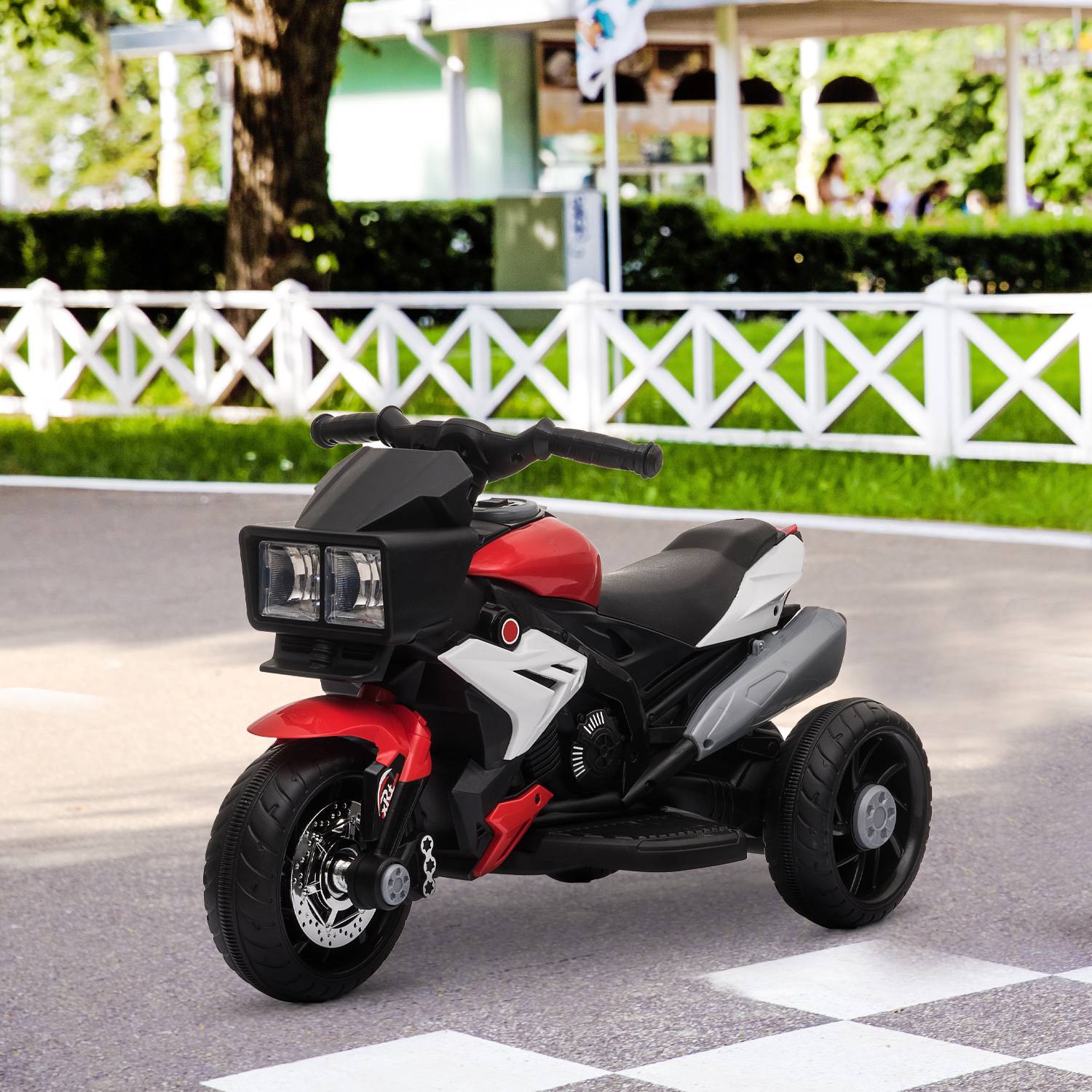 Sans Marque - Moto électrique enfants 3-5 ans max 25 kg 3 roues lumières sons batterie 6V rouge 86x42x52 cm - Image 4