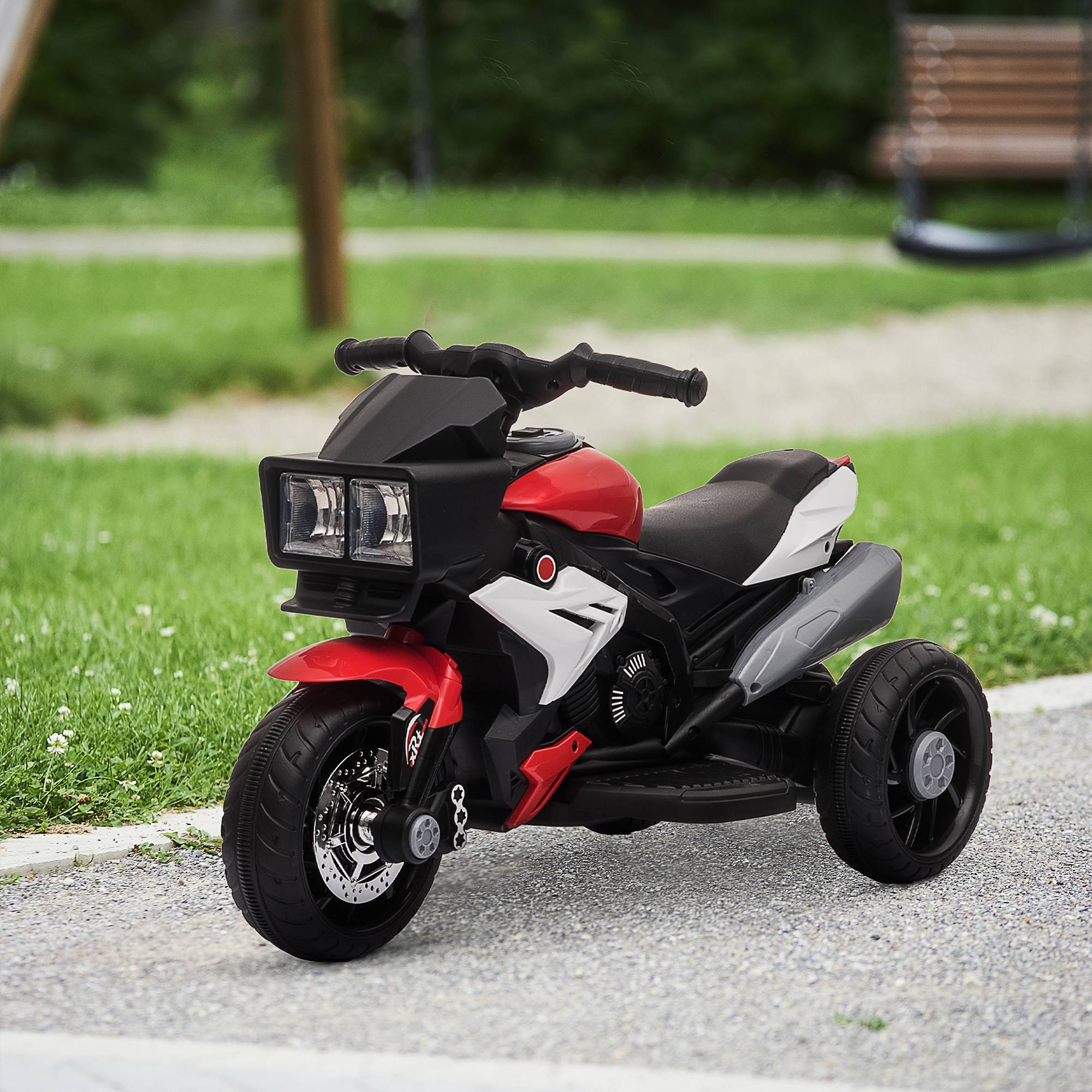 Sans Marque - Moto électrique enfants 3-5 ans max 25 kg 3 roues lumières sons batterie 6V rouge 86x42x52 cm - Image 3