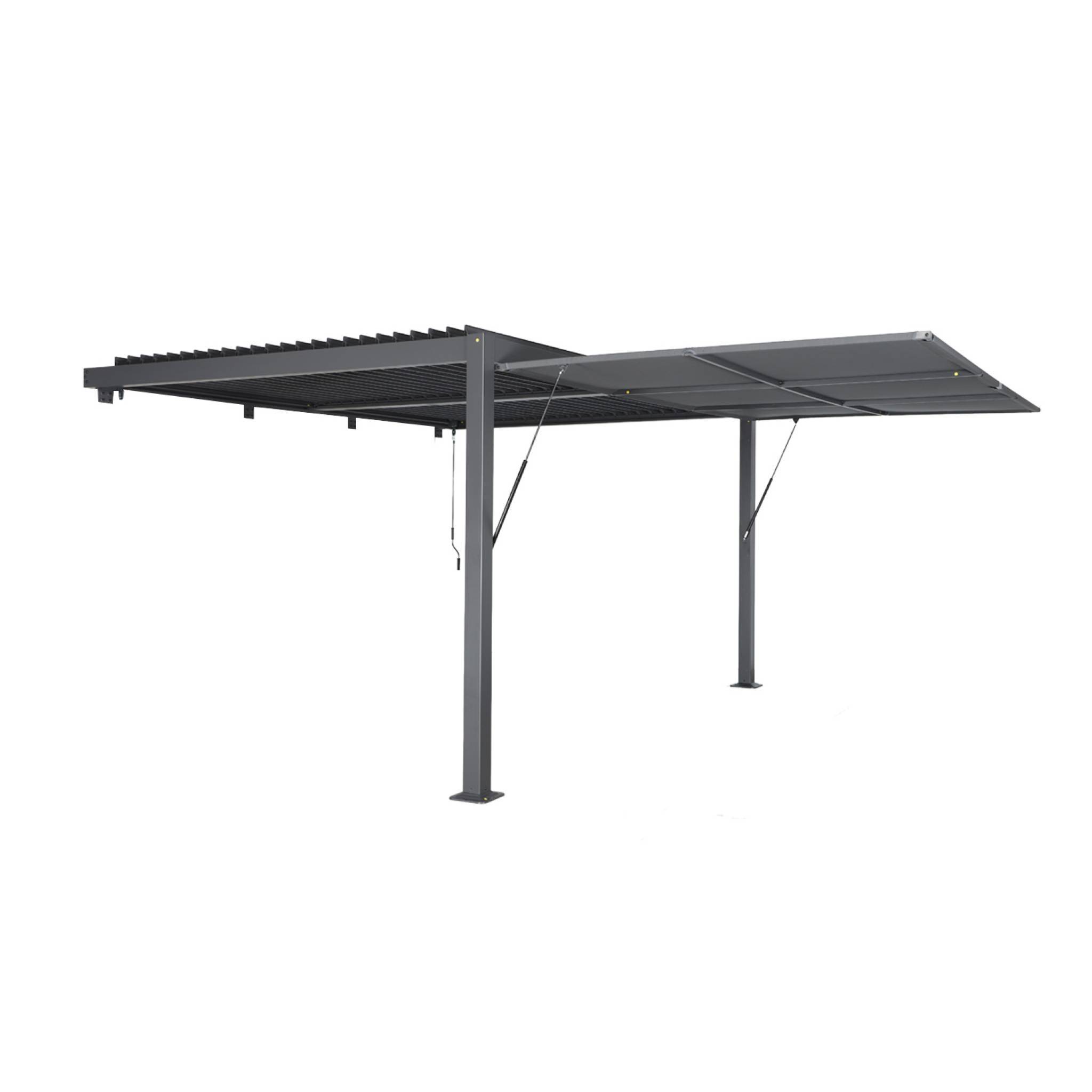 sweeek - Pergola bioclimatique aluminium adossée 4x3m anthracite + 1 auvent 4m Palace | sweeek - Image 3