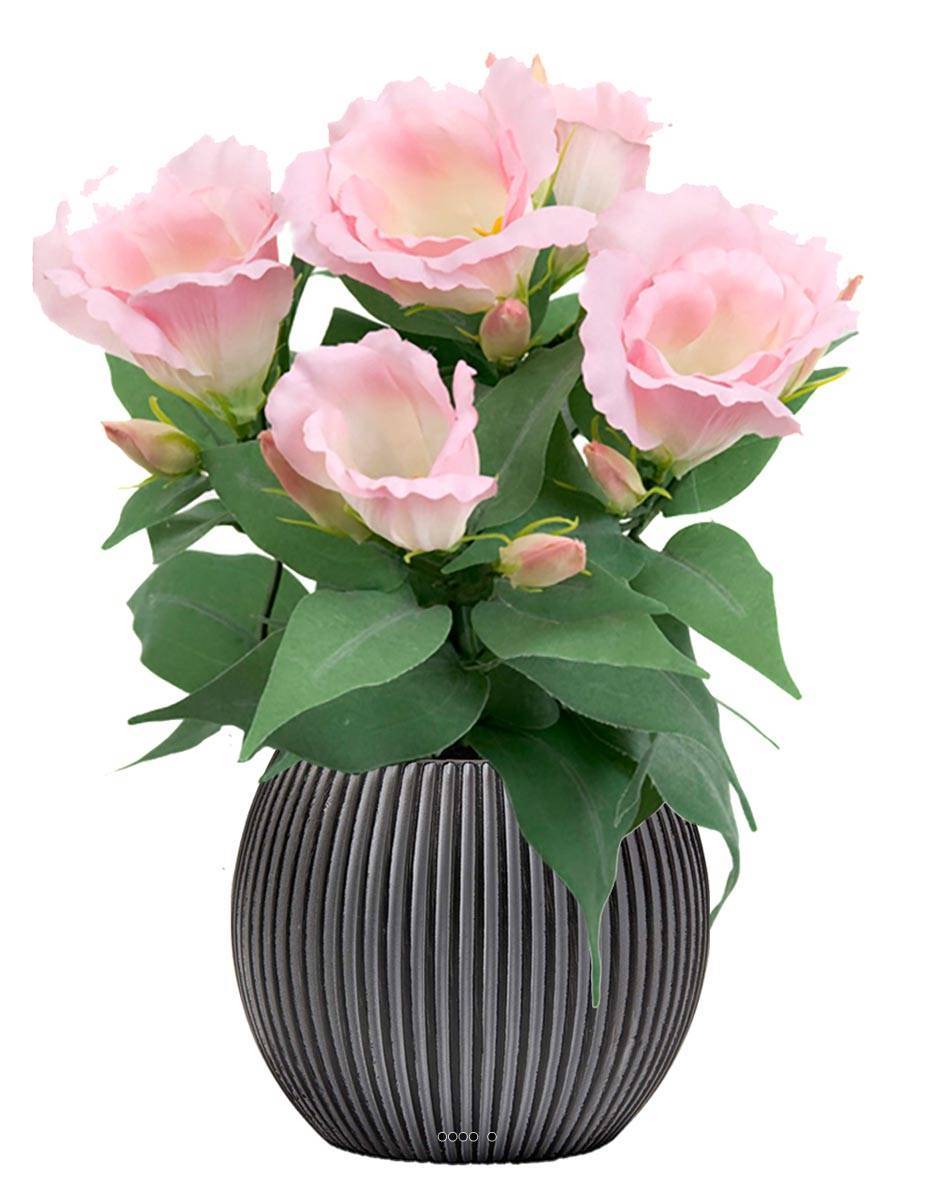 Artificielles - Eustoma artificiel en pot, 4 têtes de fleurs, H 30 cm Rose pâle - couleur: Rose pâle - Imagen 2