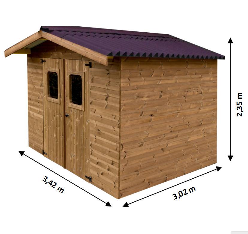 Habrita - Abri THERMA en bois massif - 10,33 m² - sans plancher - toit double pente Habrita - Image 2