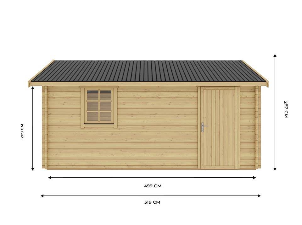 Direct Abris - Garage Bois NEWPORT Double Porte en Bois 19,2m2 - Epaisseur des Madriers : 44mm - Toit Double Pente - Abri Voiture - Imagen 3