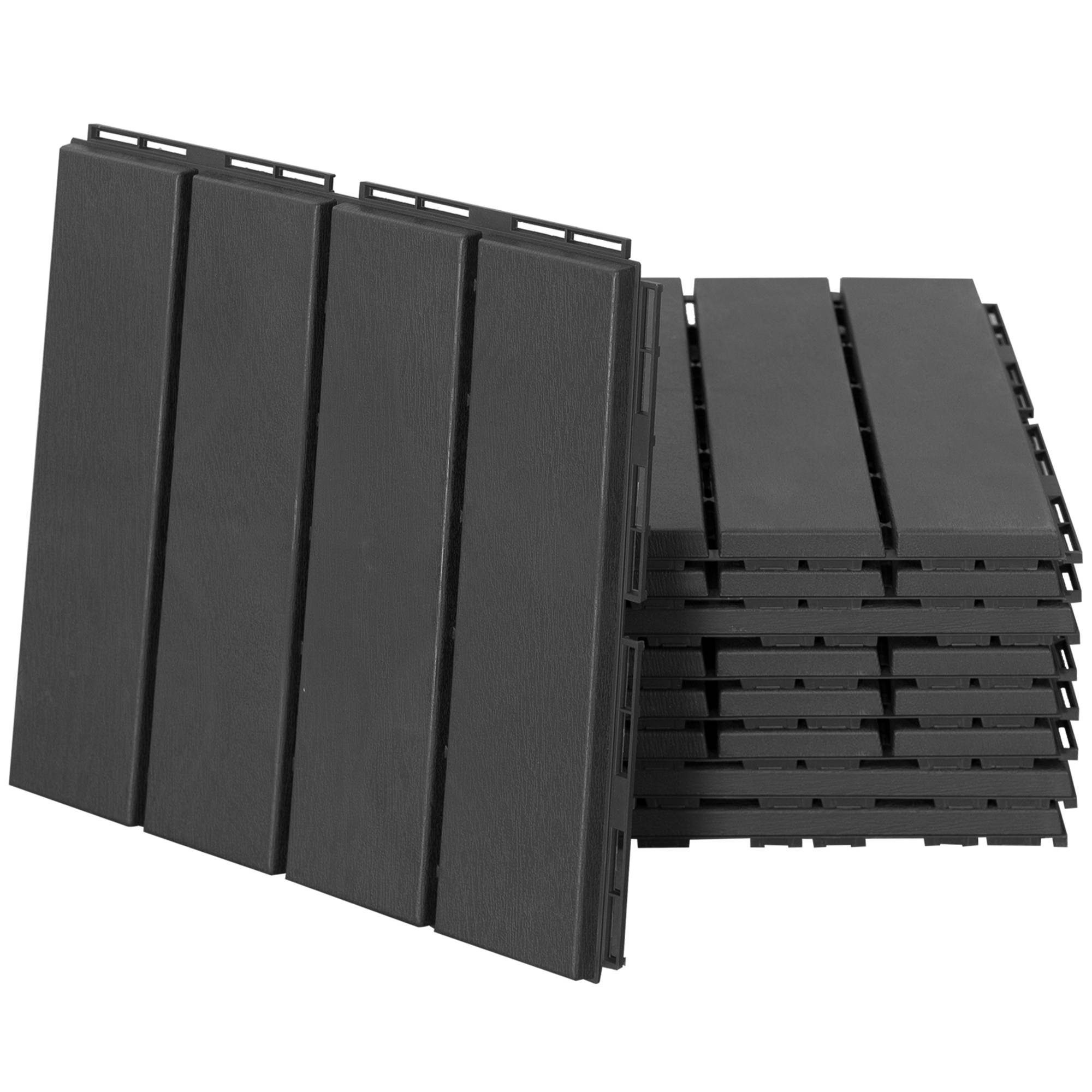 ComfortXL - Dalles de terrasse en polypropylène recyclé 30 x 30 cm noir lot de 9 clipsables pour balcon avec drainage - Image 10
