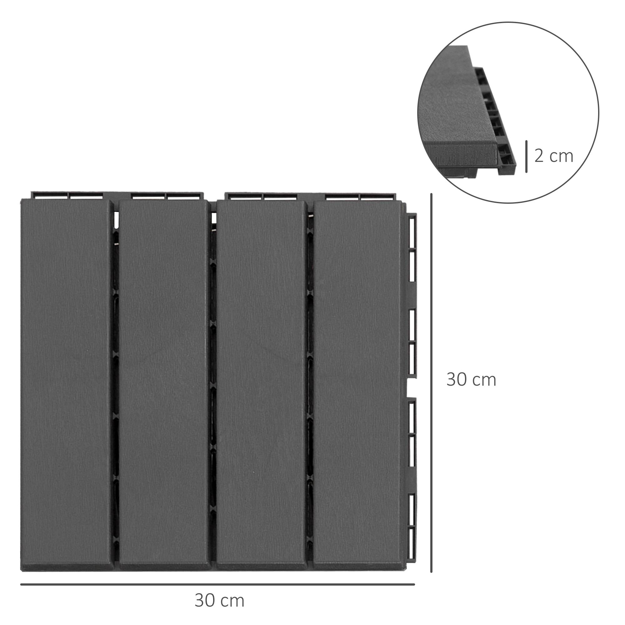 ComfortXL - Dalles de terrasse en polypropylène recyclé 30 x 30 cm noir lot de 9 clipsables pour balcon avec drainage - Image 3