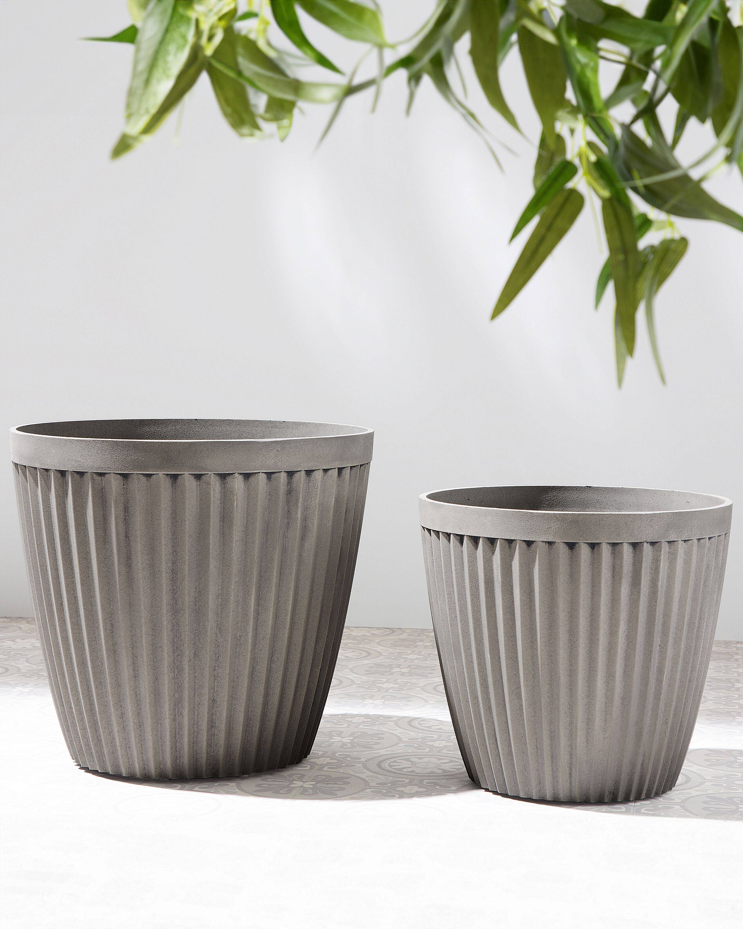 Beliani - Cache-pot d'extérieur Fibre d'argile Taupe POKA - Beliani - Imagen 1