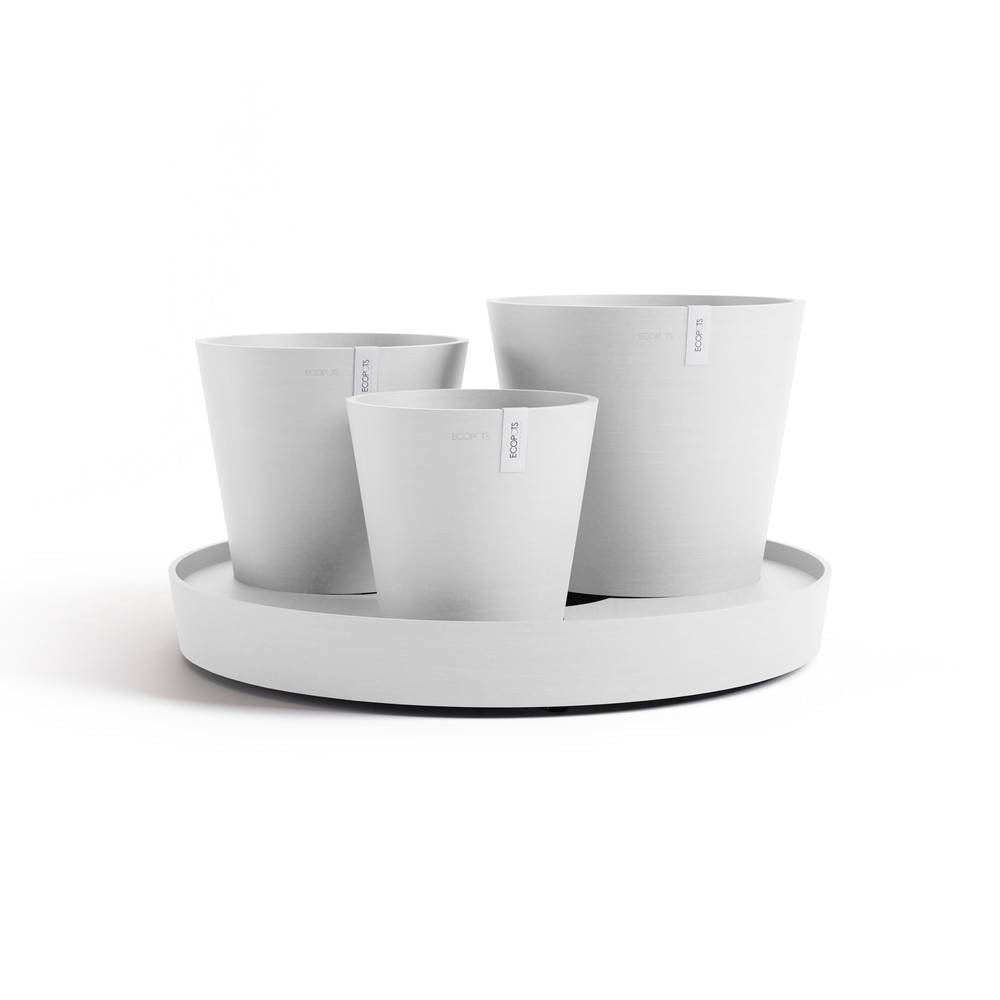 Ecopots - Ensemble de 3 pots Dubai Blanc Pur - Ø 57 x H. 30 cm - support à roulettes ECOPOTS - Imagen 1