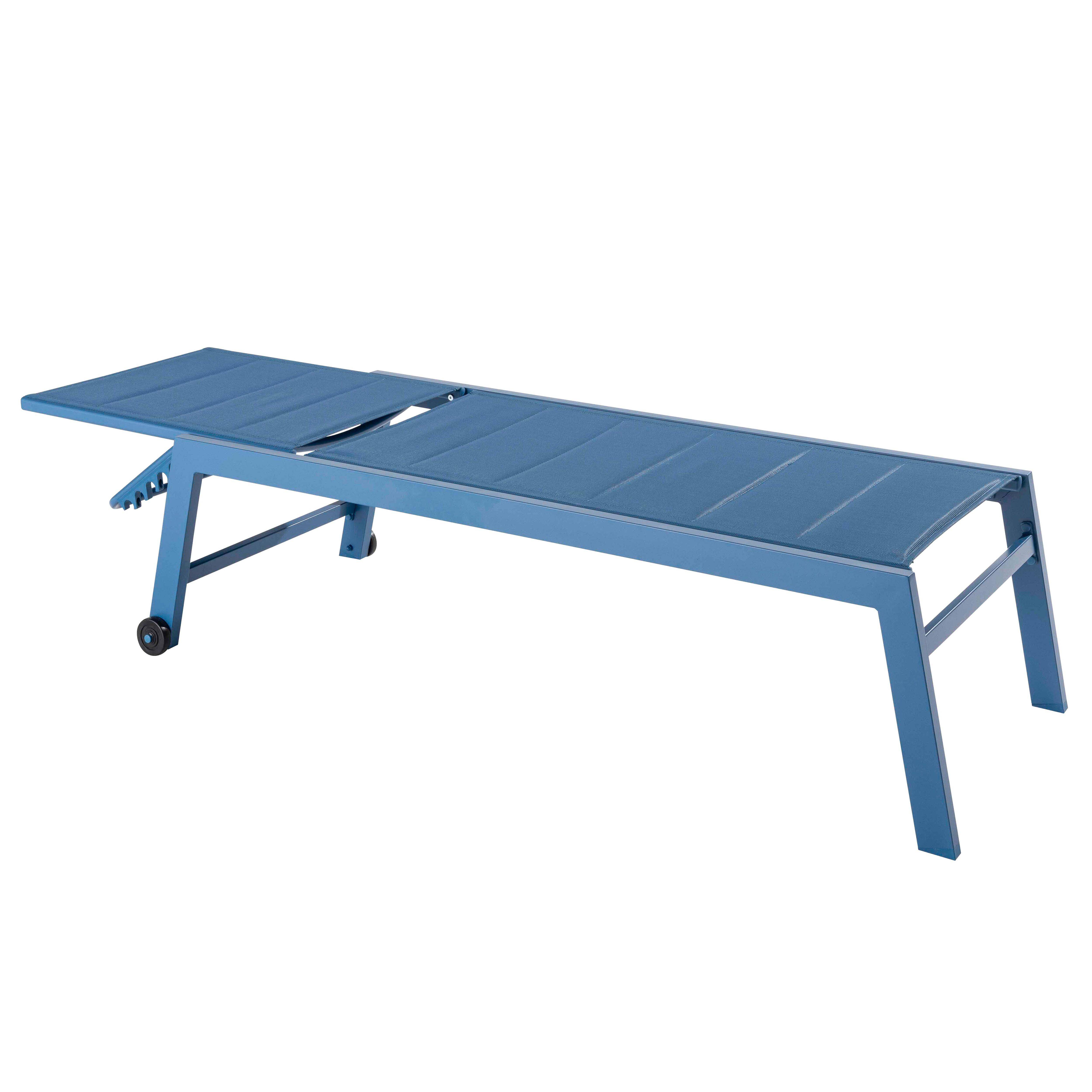 Oviala - Lot de 2 bains de soleil en aluminium et textilène bleu pacifique Nouméa - Oviala - Imagen 4