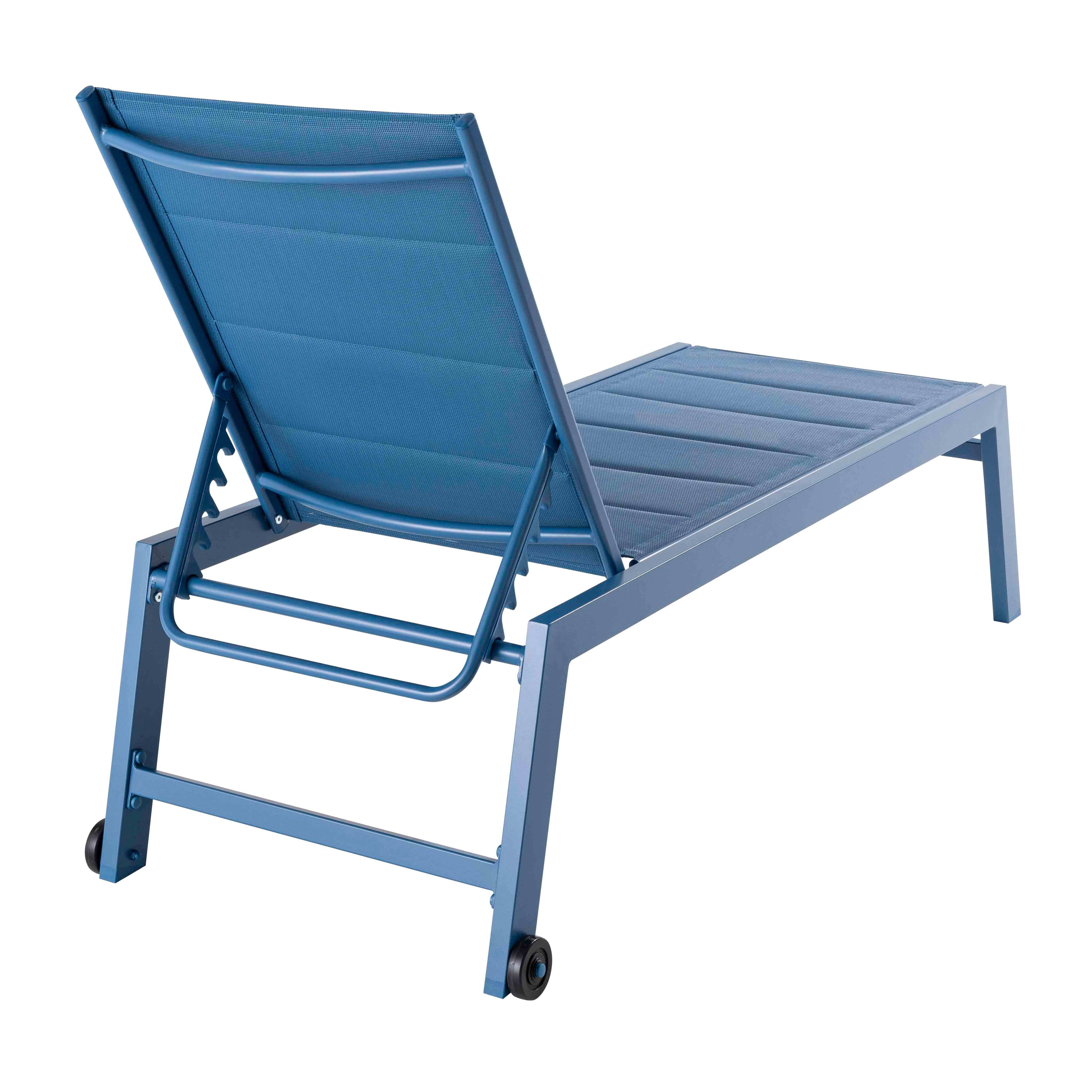 Oviala - Lot de 2 bains de soleil en aluminium et textilène bleu pacifique Nouméa - Oviala - Imagen 6