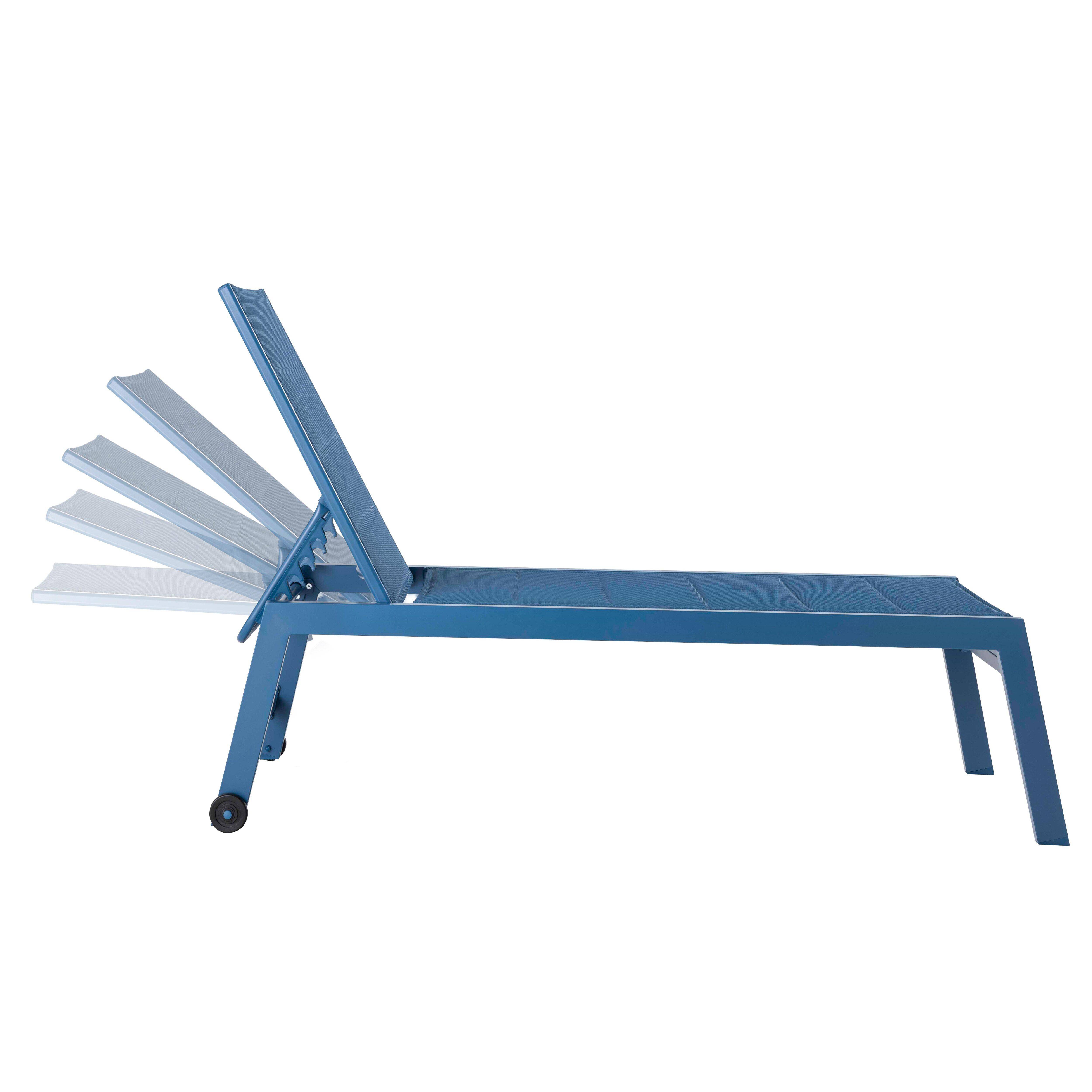 Oviala - Lot de 2 bains de soleil en aluminium et textilène bleu pacifique Nouméa - Oviala - Imagen 5