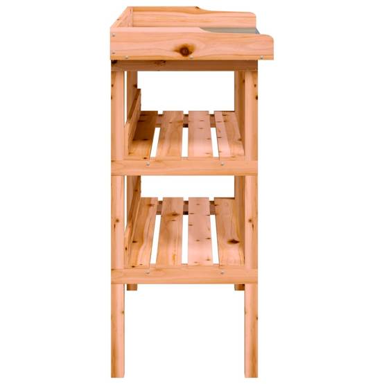 Établi de Jardinage Marron en Bois de Sapin avec Dessus en Métal et Double Étagère – ComfortXL Outdoor Living - Image 5