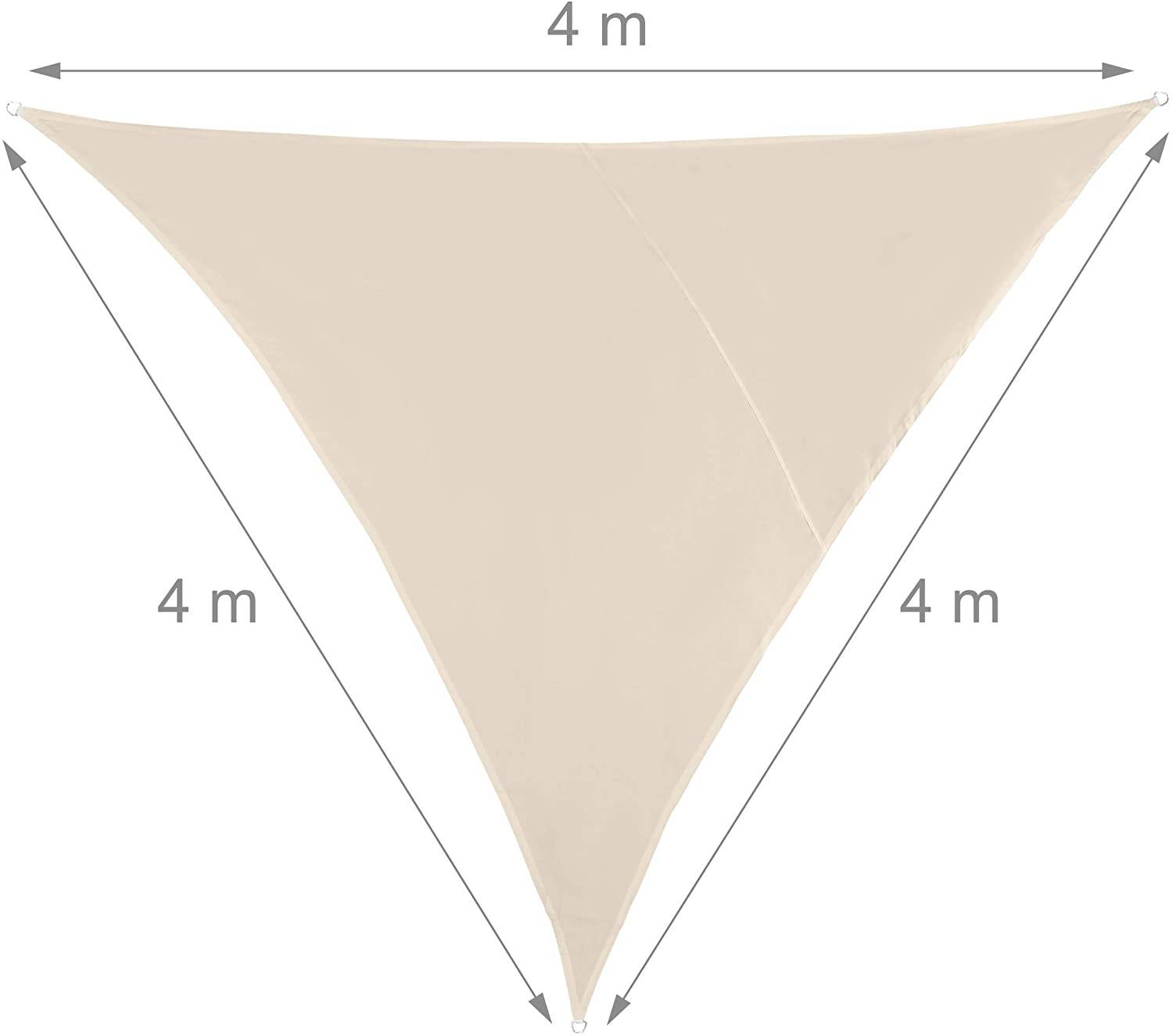 Helloshop26 - Voile d'ombrage triangle 4 x 4 x 4 m beige - Imagen 2