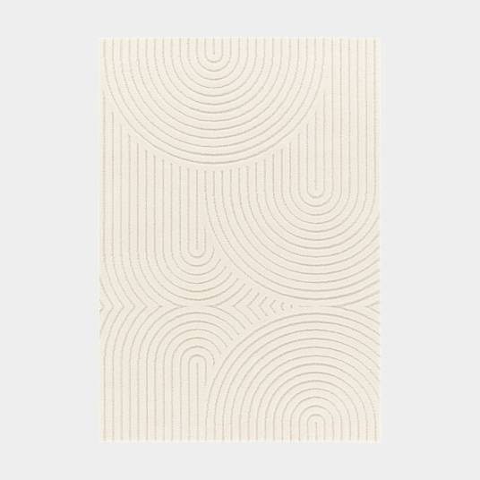 Decoweb - Tapis de salon en relief - Circle - Courbe crème - 120 x 170 cm - Decoweb - Image 1