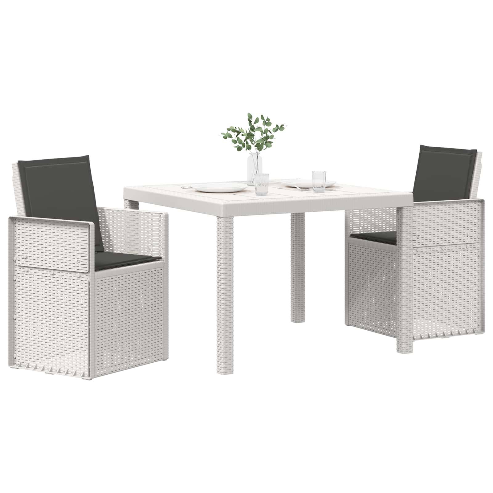 Vidaxl - Ensemble de salle à manger pour jardin 3 pcs-Salons de jardin Blanc et anthracite - Image 3